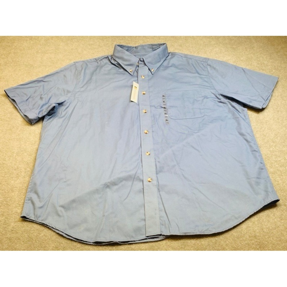NWT Croft & Barrow Button Down Shirt Mens XL Blue Short Sleeve Wrinkle Resistant
